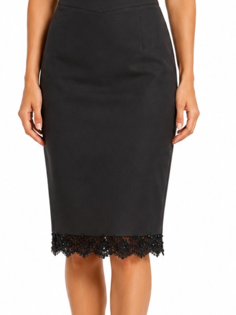 DSQUARED2 Black Pencil Skirt with Embellished Hem